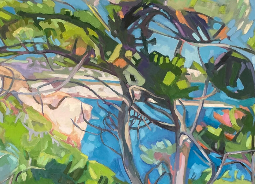 Entre les branches 1 Huile /toile 22x16cm