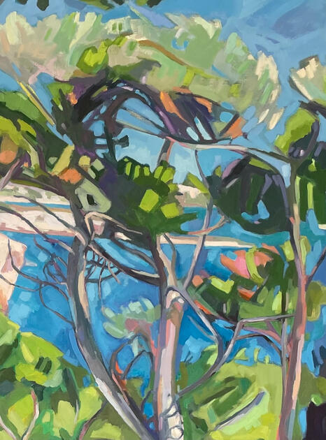 Entre les branches 2 huile/toile 16x22cm