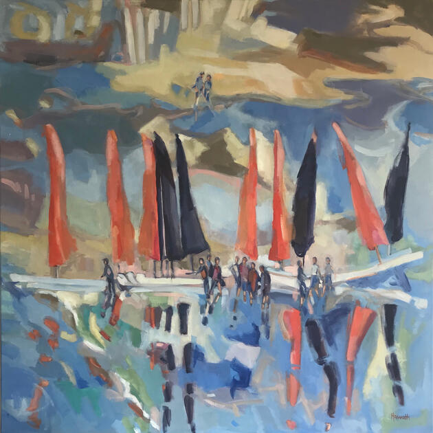 Boats in the distance, oil canvas, France