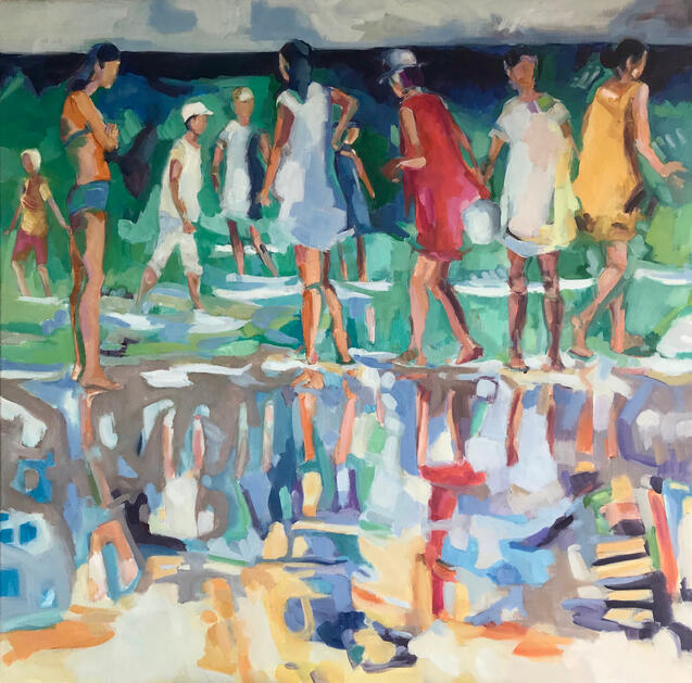 At the beach, oil canvas, France