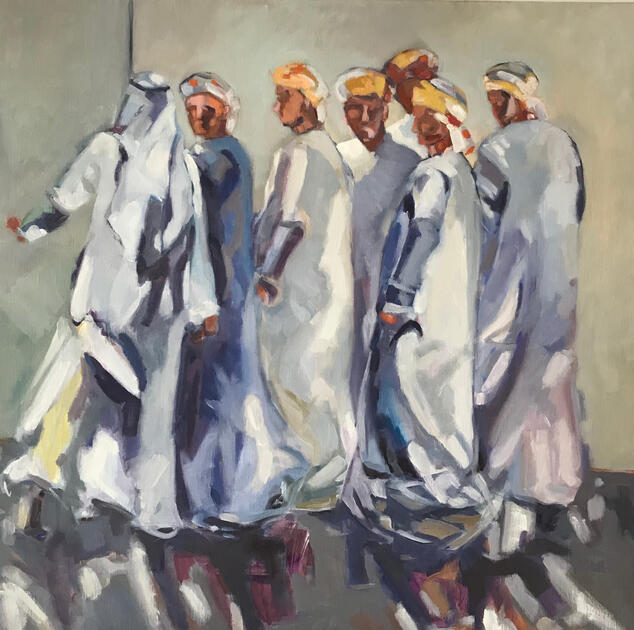 Traditional men talking, oil canvas, Kuwait